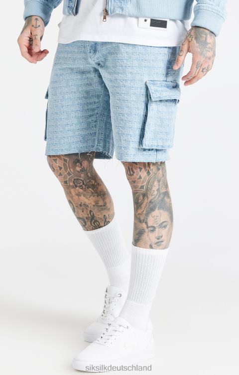 SikSilk Blaue Cargo-Shorts aus Jacquard-Denim Männer 680DH593 Bekleidung