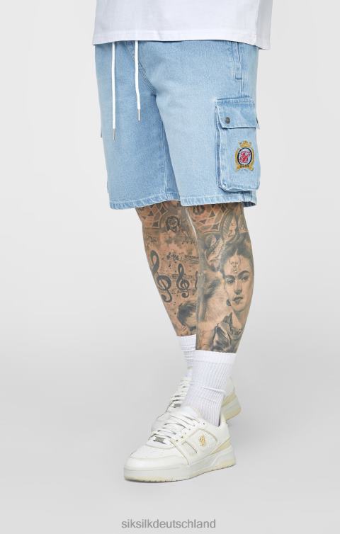 SikSilk Blaue Denim-Shorts mit elastischem Bund Männer 680DH588 Bekleidung