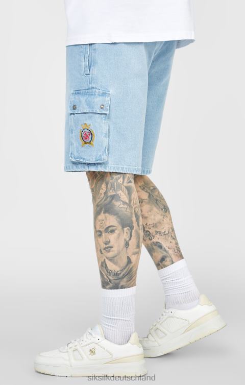 SikSilk Blaue Denim-Shorts mit elastischem Bund Männer 680DH588 Bekleidung