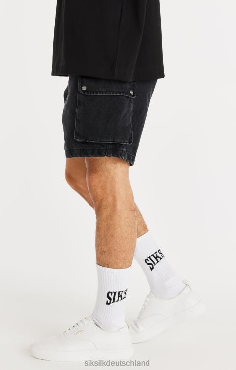 SikSilk Schwarze Cargo-Shorts aus Denim Männer 680DH598 Bekleidung