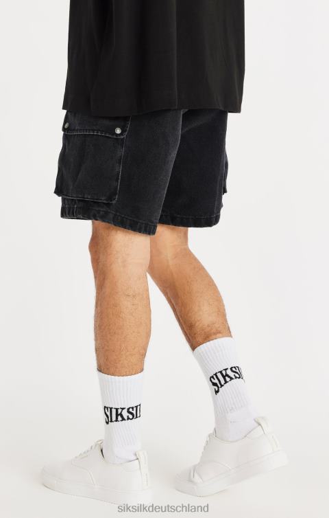 SikSilk Schwarze Cargo-Shorts aus Denim Männer 680DH598 Bekleidung