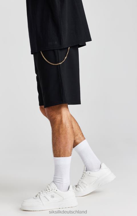 SikSilk Schwarze, locker sitzende, kurze Hose mit Kette Männer 680DH571 Bekleidung