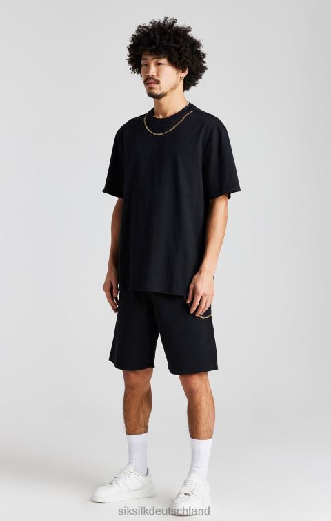 SikSilk Schwarze, locker sitzende, kurze Hose mit Kette Männer 680DH571 Bekleidung