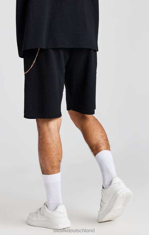 SikSilk Schwarze, locker sitzende, kurze Hose mit Kette Männer 680DH571 Bekleidung