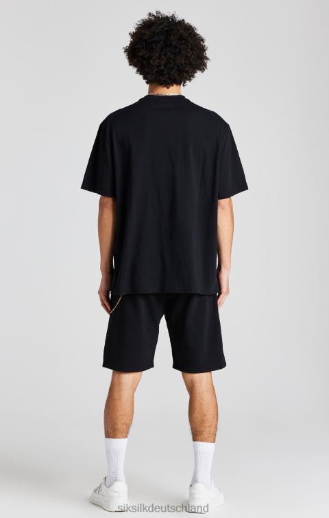 SikSilk Schwarze, locker sitzende, kurze Hose mit Kette Männer 680DH571 Bekleidung