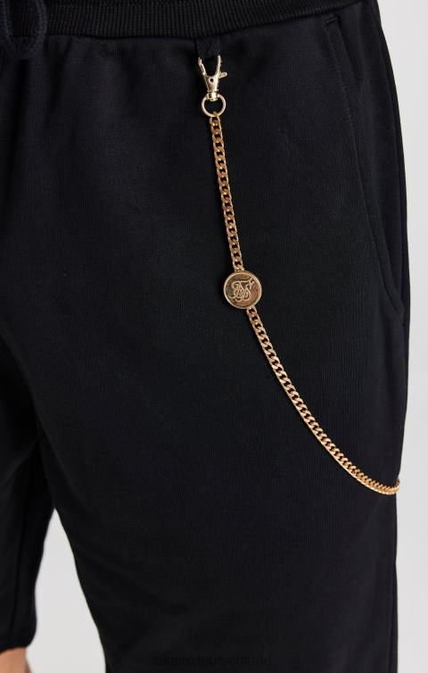 SikSilk Schwarze, locker sitzende, kurze Hose mit Kette Männer 680DH571 Bekleidung