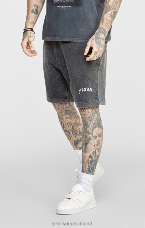 SikSilk schwarze, grafische, entspannte Shorts Männer 680DH567 Bekleidung
