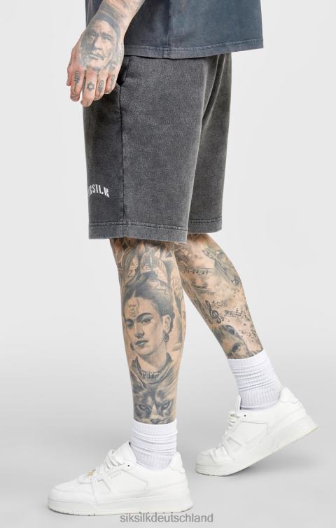 SikSilk schwarze, grafische, entspannte Shorts Männer 680DH567 Bekleidung