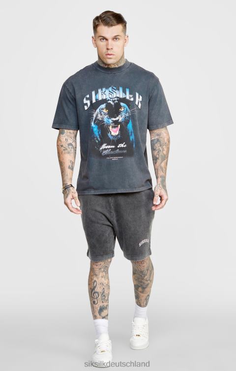 SikSilk schwarze, grafische, entspannte Shorts Männer 680DH567 Bekleidung