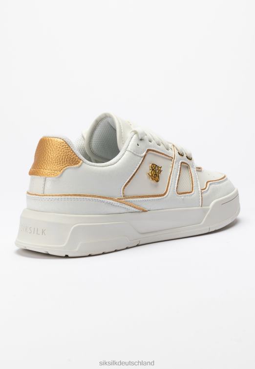 SikSilk Weiße und goldbesetzte Low-Top-Court-Sneaker Männer 680DH11 Schuhwerk