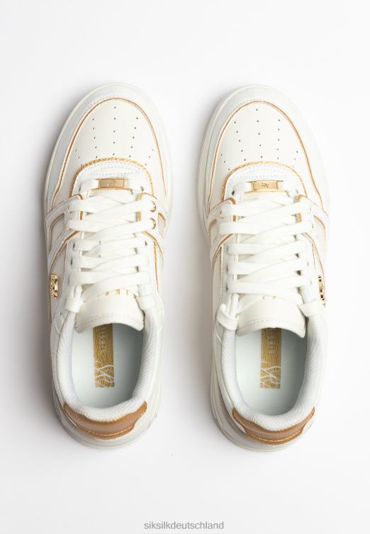 SikSilk Weiße und goldbesetzte Low-Top-Court-Sneaker Männer 680DH11 Schuhwerk