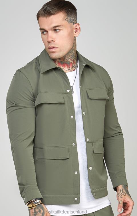 SikSilk Khakifarbenes Utility-Overshirt Männer 680DH465 Bekleidung
