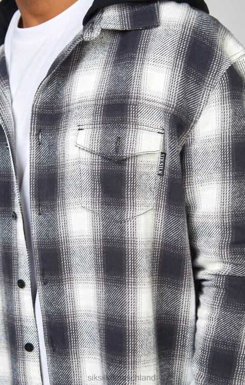 SikSilk graues kariertes Kapuzenshirt Männer 680DH461 Bekleidung