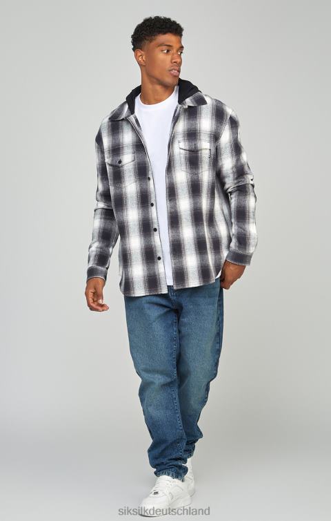 SikSilk graues kariertes Kapuzenshirt Männer 680DH461 Bekleidung