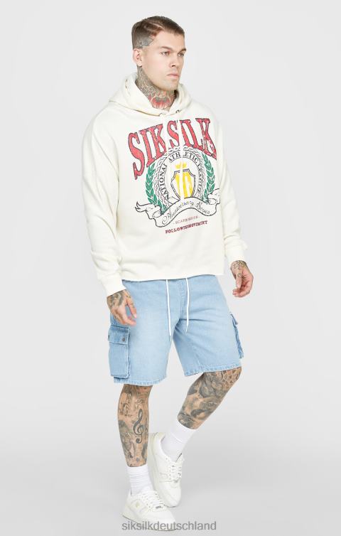 SikSilk Ecrufarbener, übergroßer Kapuzenpullover mit Uni-Jubiläumsdruck Männer 680DH419 Bekleidung