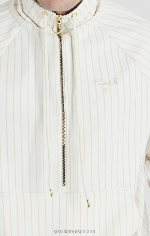 SikSilk Ecrufarbenes Retro-Trichter-Trainingsoberteil mit halbem Reißverschluss Männer 680DH438 Bekleidung