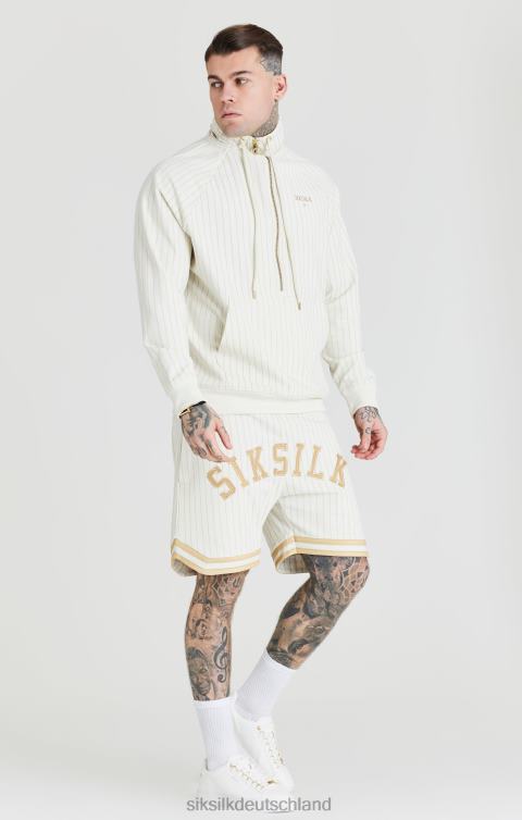 SikSilk Ecrufarbenes Retro-Trichter-Trainingsoberteil mit halbem Reißverschluss Männer 680DH438 Bekleidung