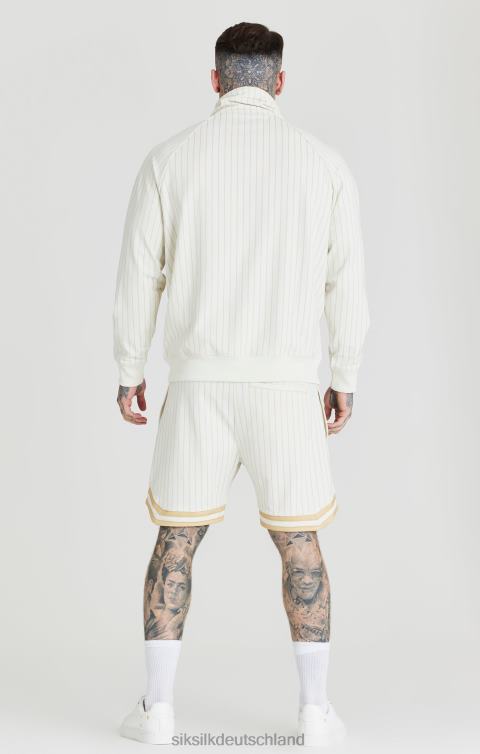 SikSilk Ecrufarbenes Retro-Trichter-Trainingsoberteil mit halbem Reißverschluss Männer 680DH438 Bekleidung