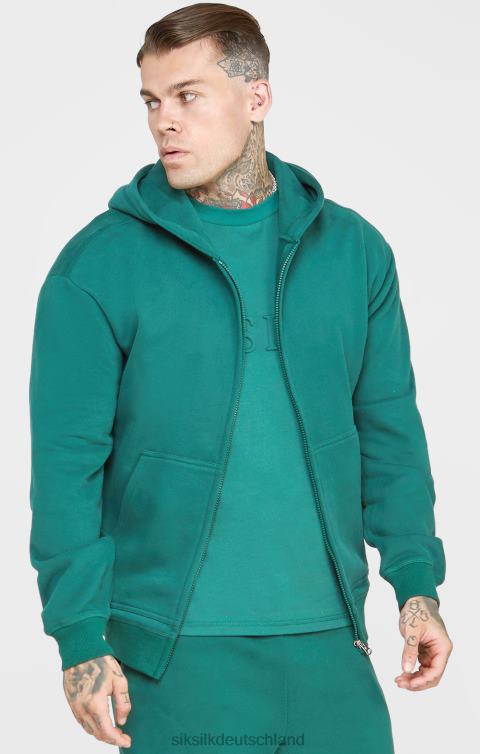 SikSilk Grüner Kapuzenpullover mit durchgehendem Reißverschluss Männer 680DH418 Bekleidung