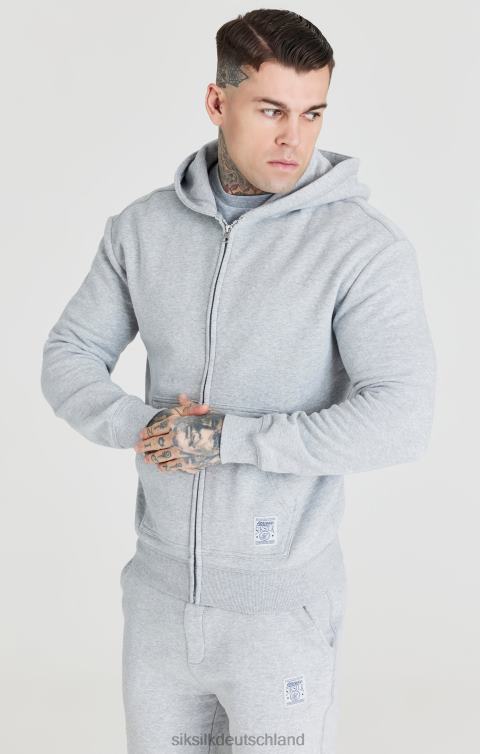 SikSilk Grauer Foundation-Kapuzenpullover mit durchgehendem Reißverschluss Männer 680DH439 Bekleidung