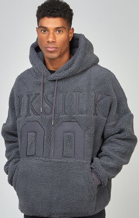 SikSilk Kapuzenpullover mit Borg-89-Applikation in Anthrazit Männer 680DH458 Bekleidung
