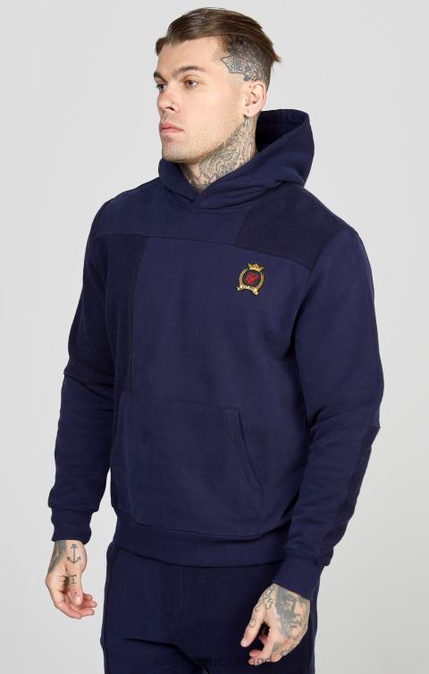 SikSilk Marineblauer, übergroßer Kapuzenpullover mit umgekehrtem Schnitt und Nähten Männer 680DH435 Bekleidung