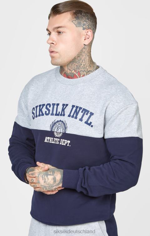 SikSilk Marineblauer, übergroßer Sweat zum Schneiden und Nähen Männer 680DH437 Bekleidung