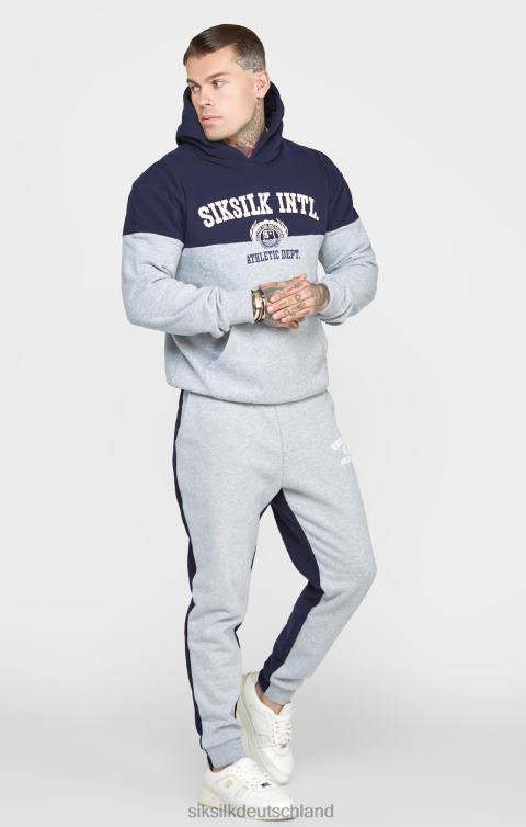SikSilk Marineblauer, geschnittener und genähter, übergroßer Kapuzenpullover Männer 680DH442 Bekleidung