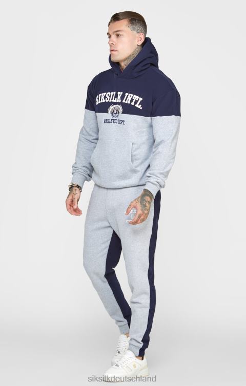 SikSilk Marineblauer, geschnittener und genähter, übergroßer Kapuzenpullover Männer 680DH442 Bekleidung