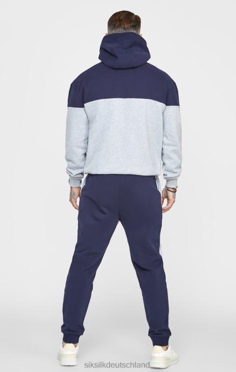 SikSilk Marineblauer, geschnittener und genähter, übergroßer Kapuzenpullover Männer 680DH442 Bekleidung