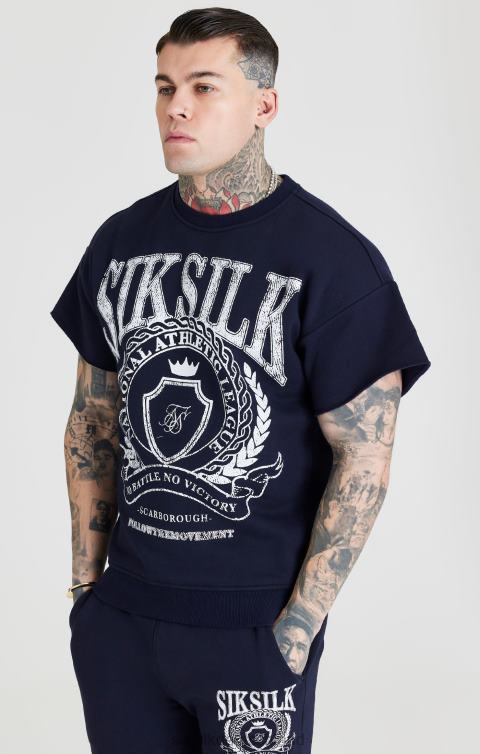 SikSilk Marineblaues College-Sweatshirt Männer 680DH445 Bekleidung
