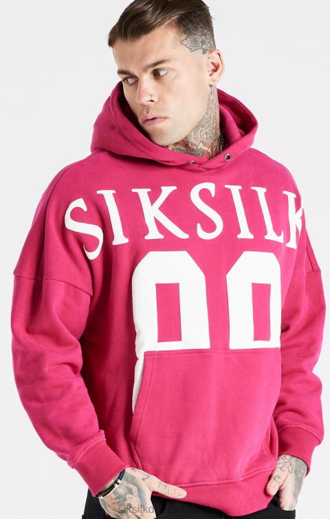 SikSilk Rosa Kapuzenpullover mit entspannter Passform Männer 680DH459 Bekleidung