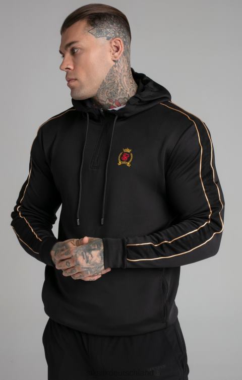 SikSilk Schwarzer Kapuzenpullover mit Viertelreißverschluss Männer 680DH413 Bekleidung