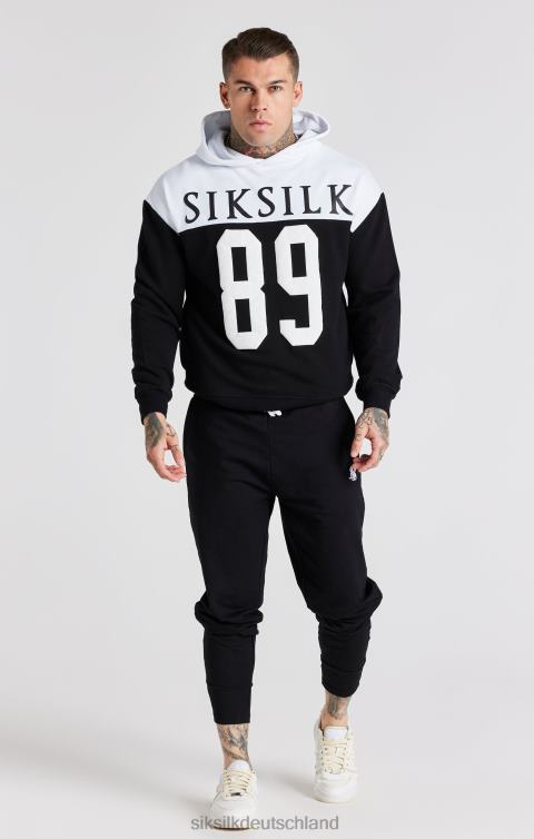 SikSilk Schwarzer, übergroßer Kapuzenpullover mit Retro-89-Print Männer 680DH457 Bekleidung