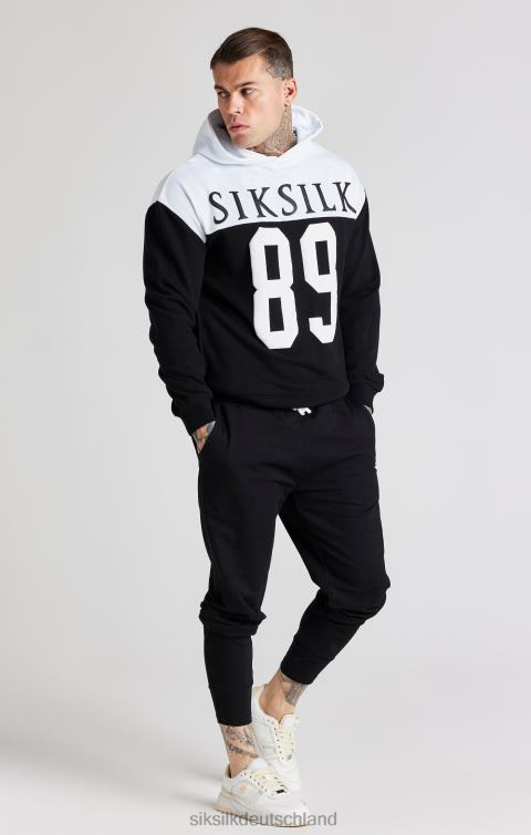 SikSilk Schwarzer, übergroßer Kapuzenpullover mit Retro-89-Print Männer 680DH457 Bekleidung