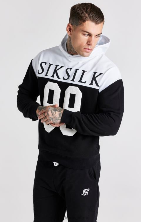 SikSilk Schwarzer, übergroßer Kapuzenpullover mit Retro-89-Print Männer 680DH457 Bekleidung