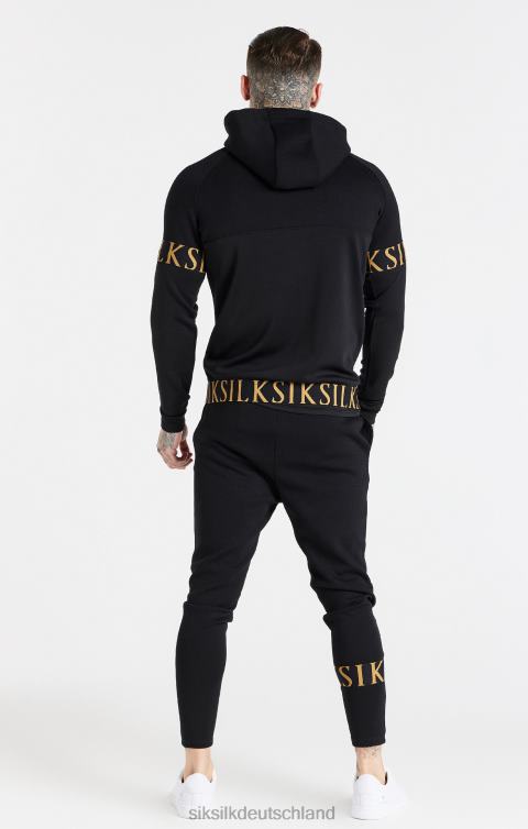 SikSilk Schwarzer, dynamischer Kapuzenpullover mit Reißverschluss Männer 680DH416 Bekleidung