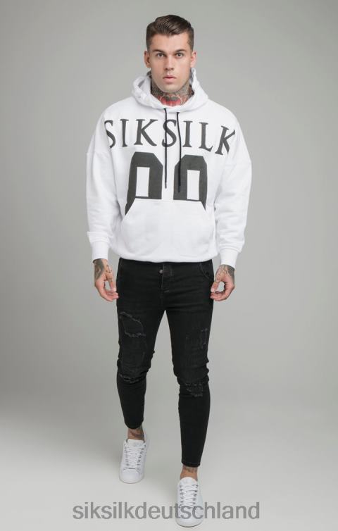 SikSilk Weißer, locker sitzender Kapuzenpullover mit tief angesetzter Schulterpartie Männer 680DH460 Bekleidung