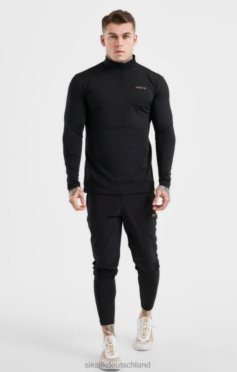 SikSilk schwarzer Sport-Reißverschluss Männer 680DH449 Bekleidung
