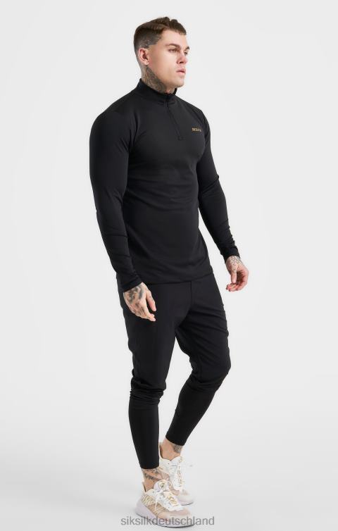 SikSilk schwarzer Sport-Reißverschluss Männer 680DH449 Bekleidung