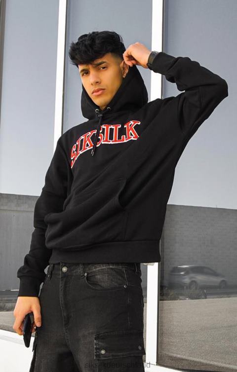 SikSilk schwarzer übergroßer Kapuzenpullover Männer 680DH426 Bekleidung