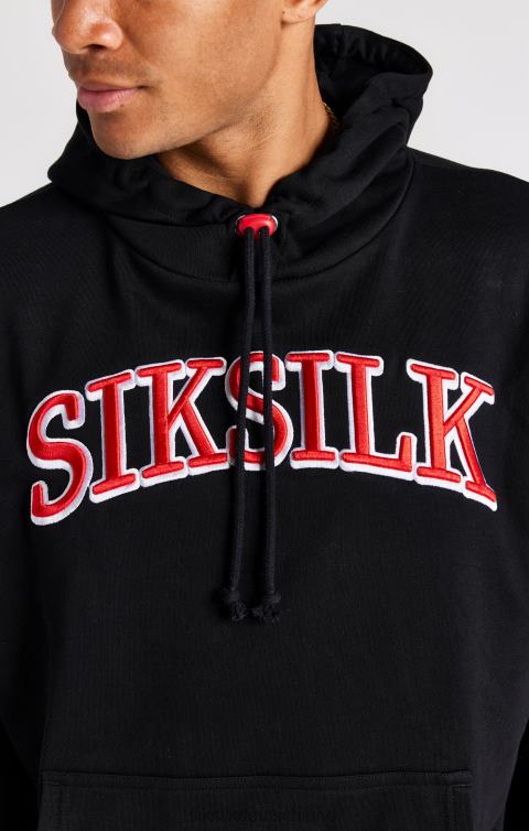 SikSilk schwarzer übergroßer Kapuzenpullover Männer 680DH426 Bekleidung