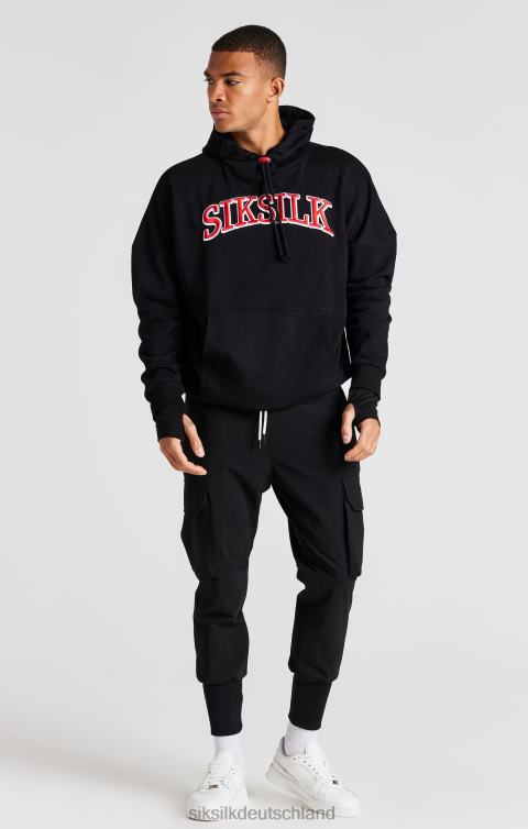 SikSilk schwarzer übergroßer Kapuzenpullover Männer 680DH426 Bekleidung