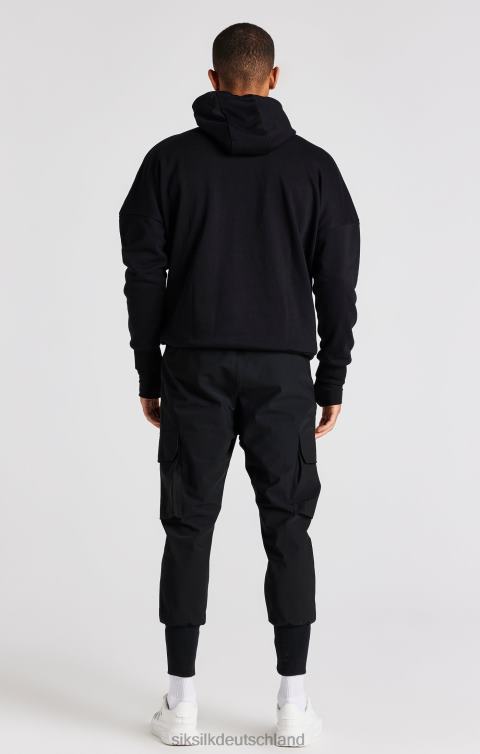 SikSilk schwarzer übergroßer Kapuzenpullover Männer 680DH426 Bekleidung