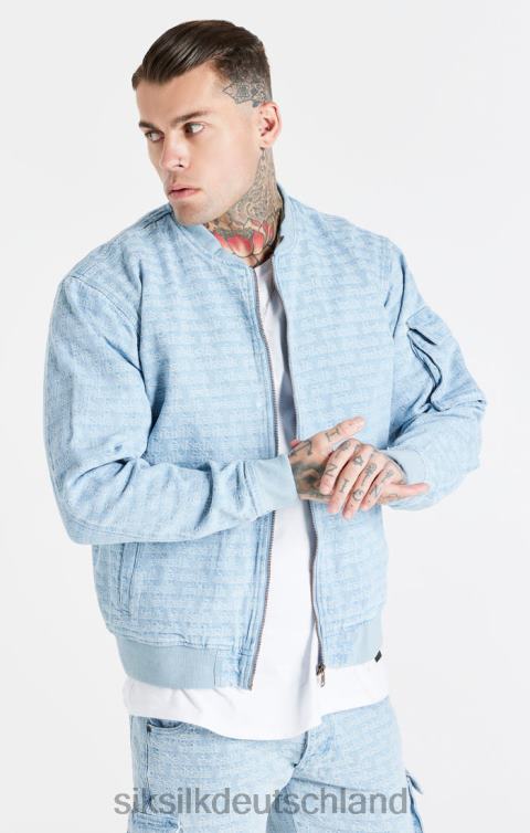 SikSilk Blaue Jacquard-Jeans-Bomberjacke Männer 680DH471 Bekleidung
