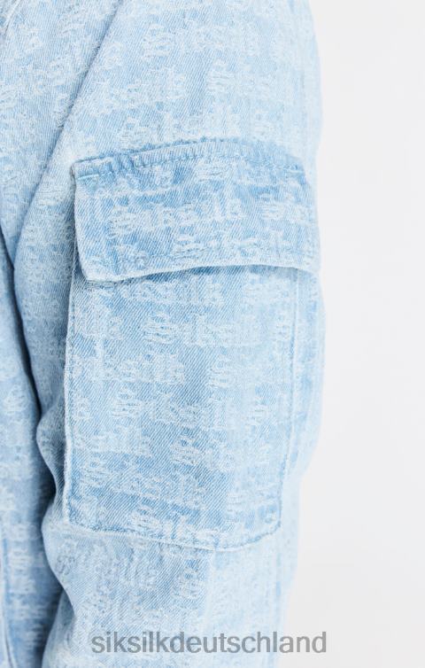 SikSilk Blaue Jacquard-Jeans-Bomberjacke Männer 680DH471 Bekleidung