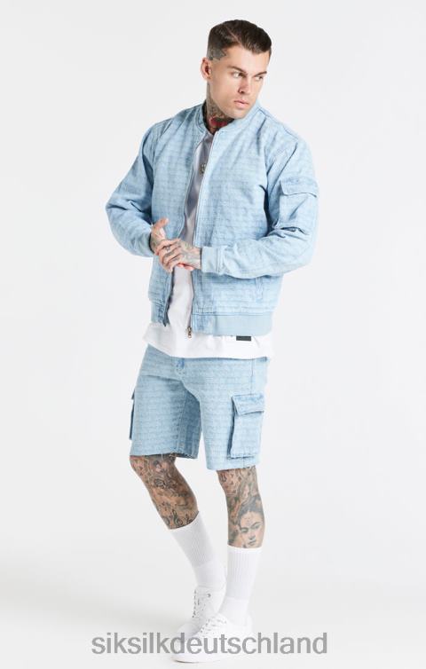 SikSilk Blaue Jacquard-Jeans-Bomberjacke Männer 680DH471 Bekleidung