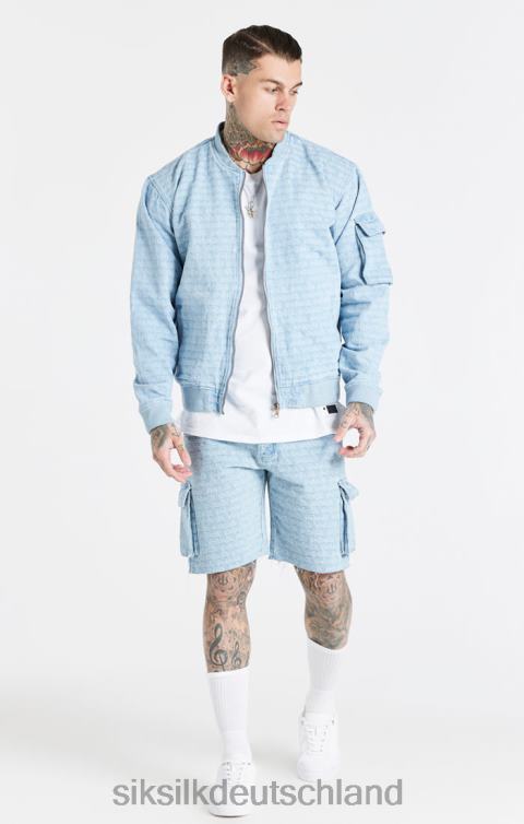 SikSilk Blaue Jacquard-Jeans-Bomberjacke Männer 680DH471 Bekleidung
