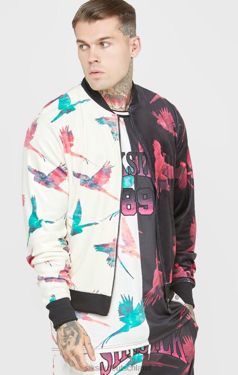 SikSilk Bomberjacke mit Ecru-Print Männer 680DH469 Bekleidung