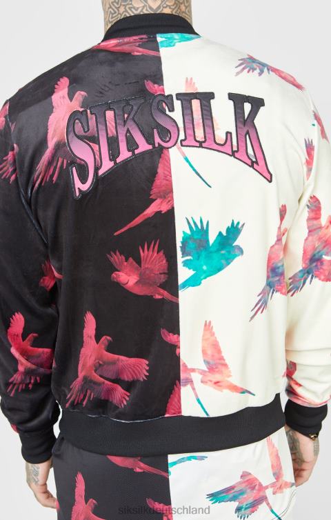 SikSilk Bomberjacke mit Ecru-Print Männer 680DH469 Bekleidung
